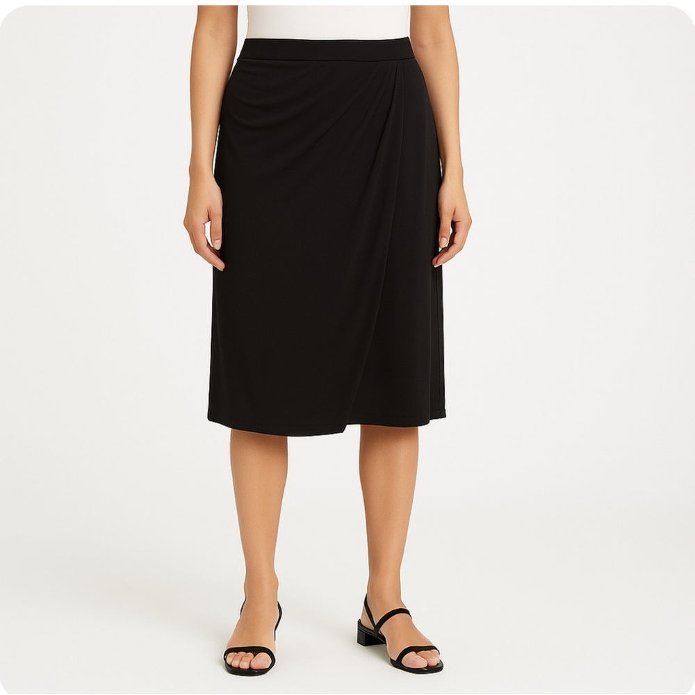 * Robert  Rodriguez Black Faux Wrap Knee-Length Skirt Size L Minimalist Style